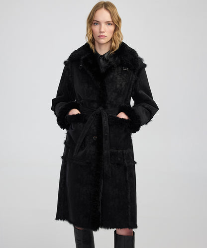 Suni Kürk Mix Kuşaklı Mont