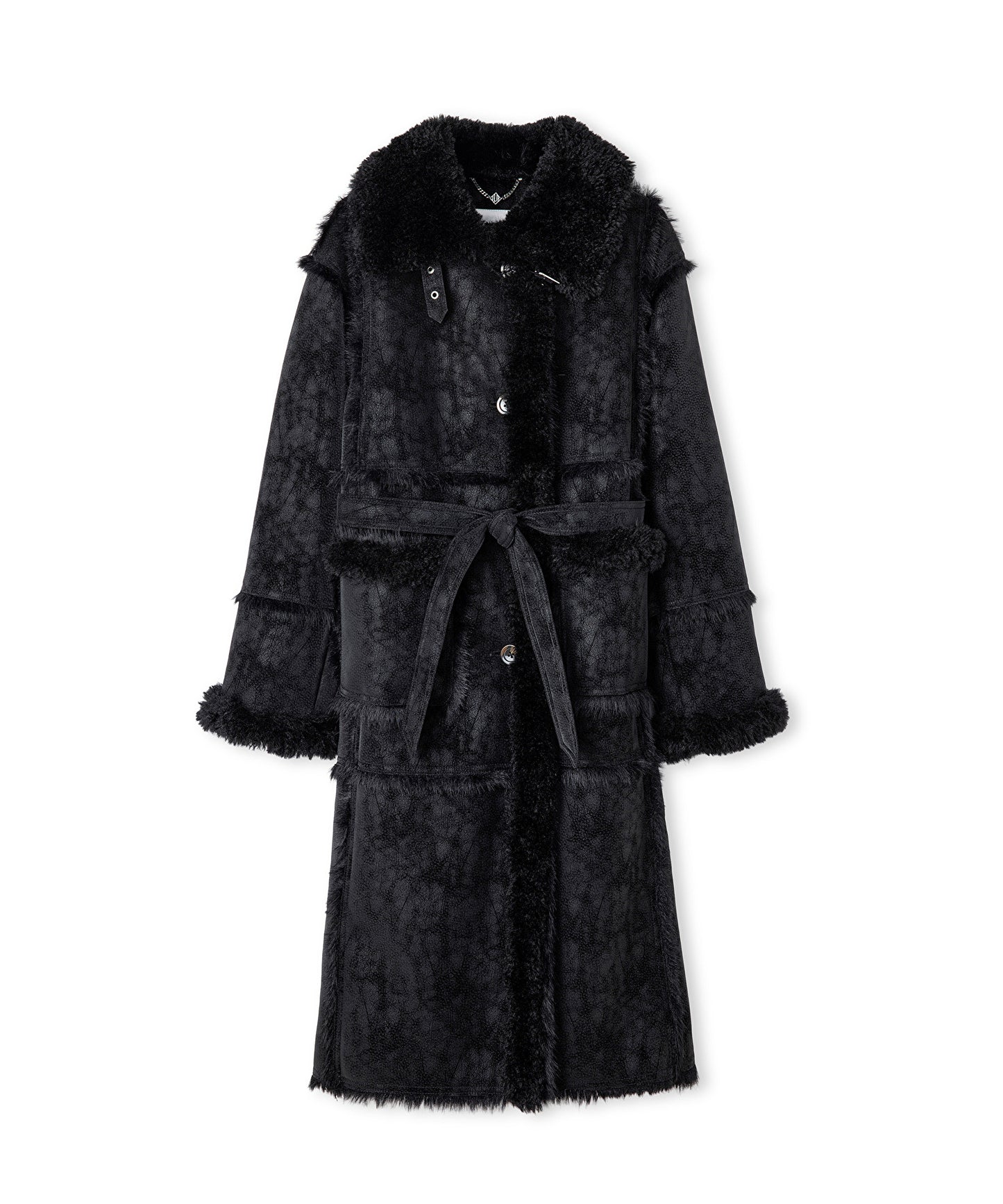 Suni Kürk Mix Kuşaklı Mont