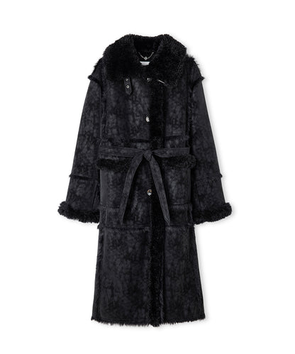 Suni Kürk Mix Kuşaklı Mont