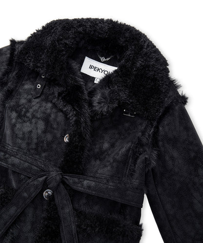 Suni Kürk Mix Kuşaklı Mont