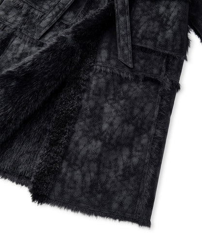 Suni Kürk Mix Kuşaklı Mont