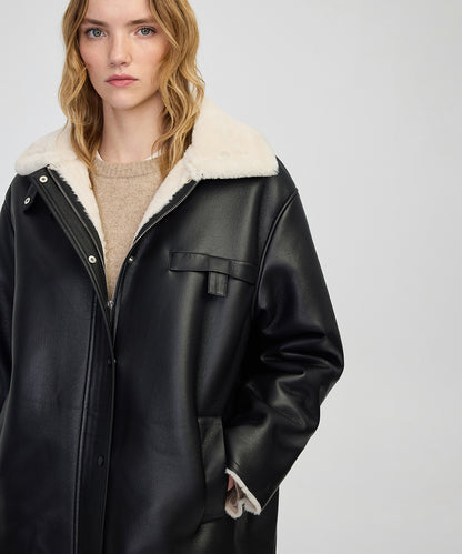 Suni Kürk Mix Deri Görünümlü Mont