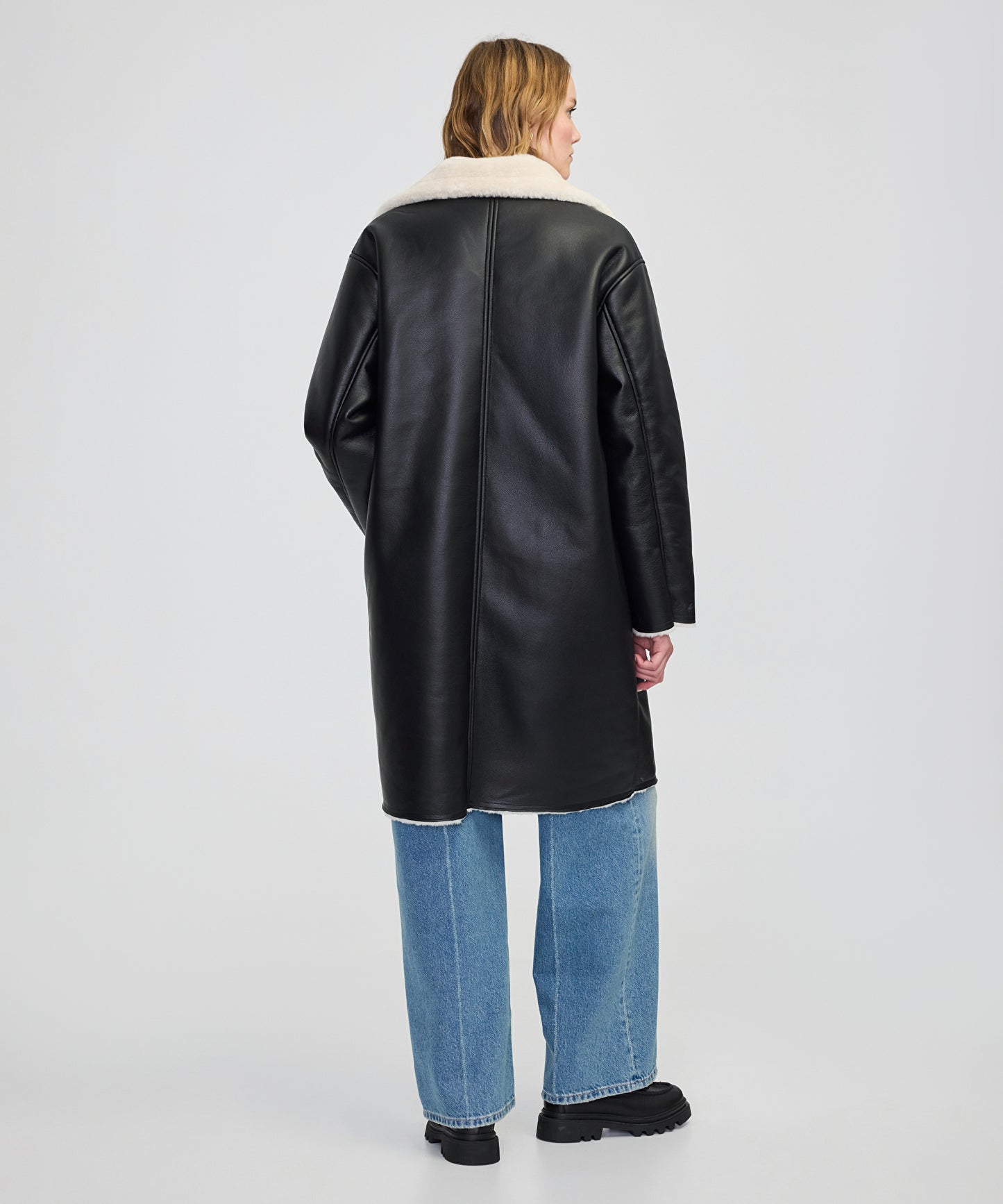 Suni Kürk Mix Deri Görünümlü Mont