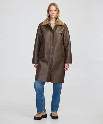 Suni Kürk Mix Deri Görünümlü Mont