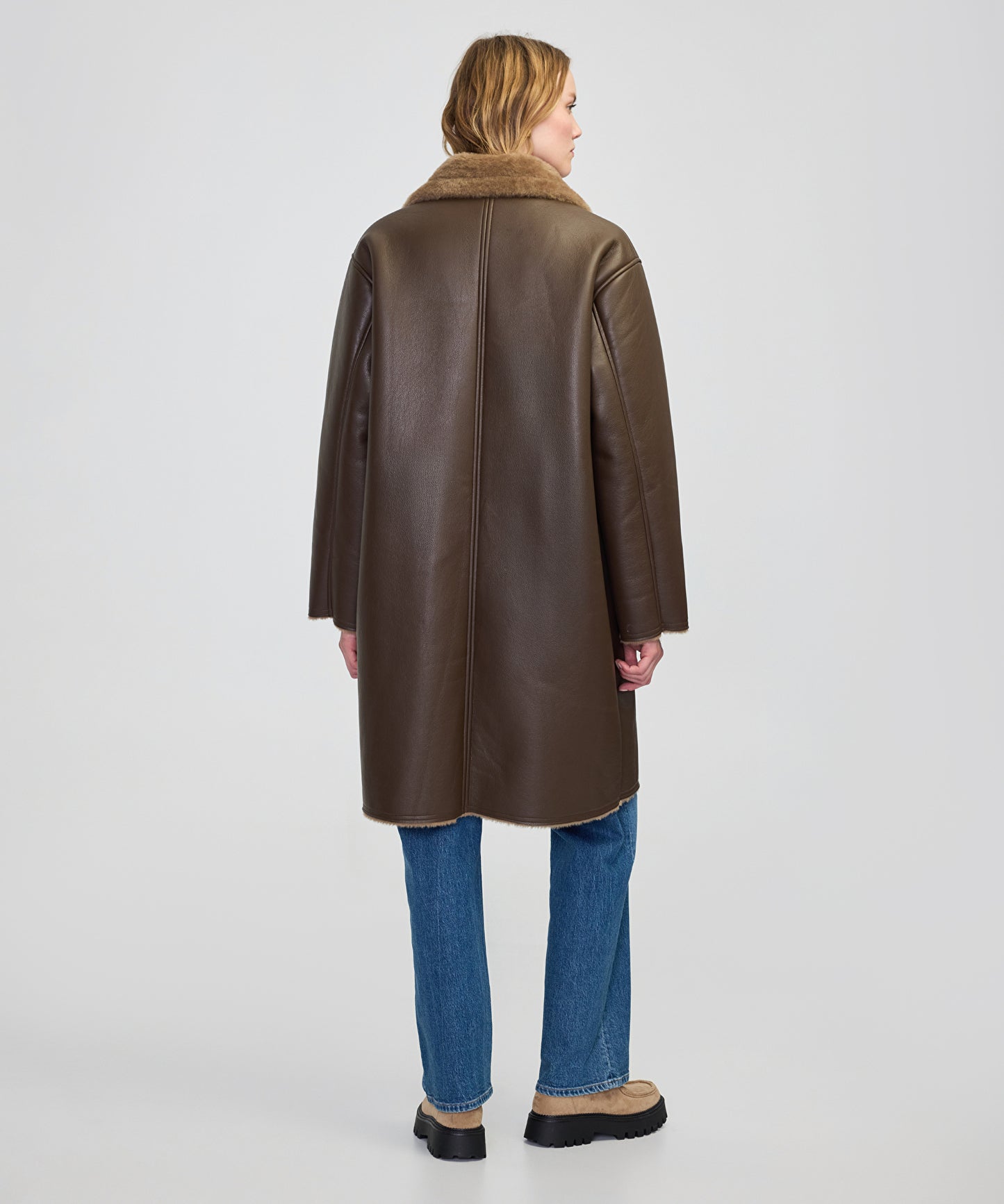 Suni Kürk Mix Deri Görünümlü Mont