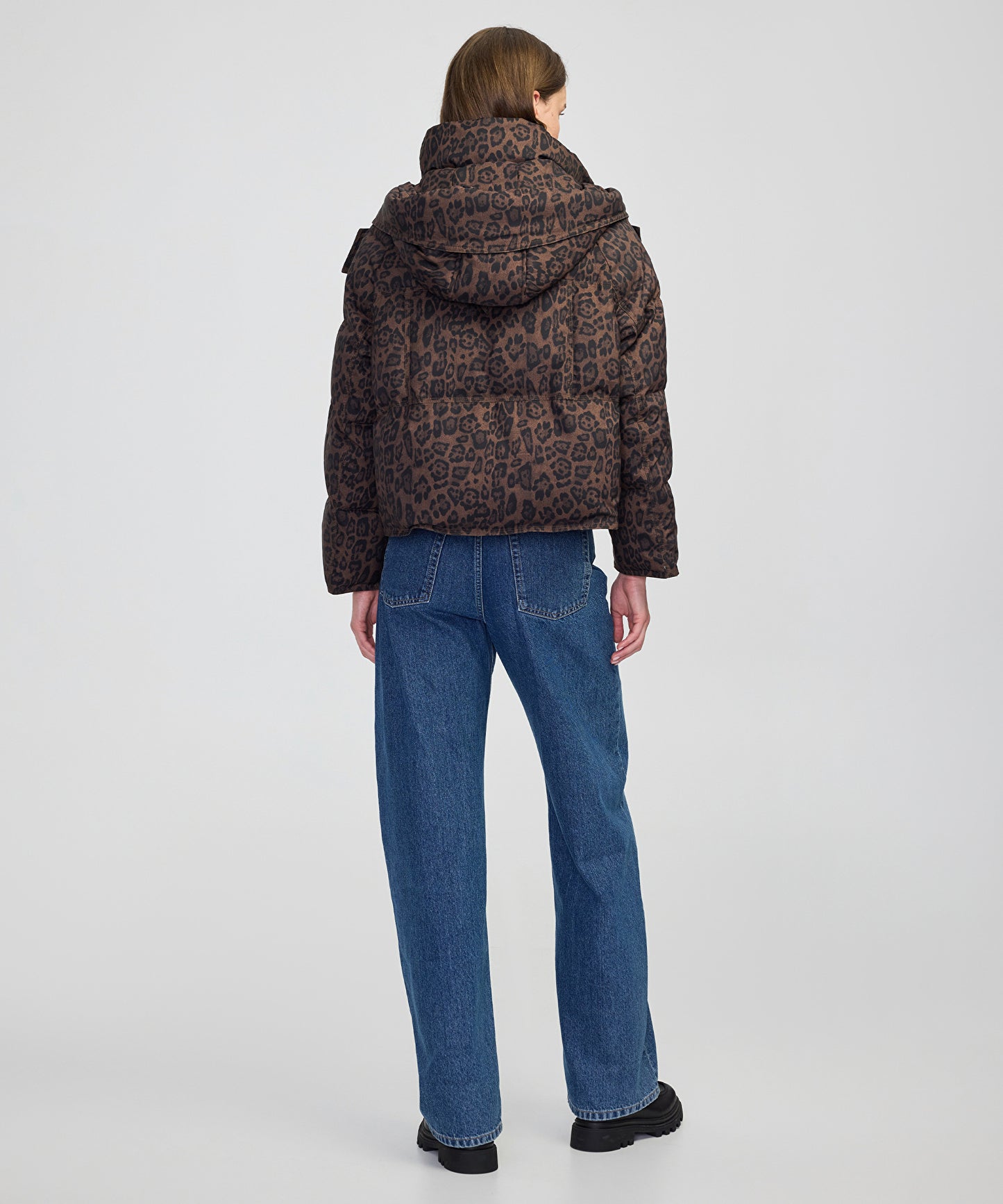 Leopar Desen Şişme Mont