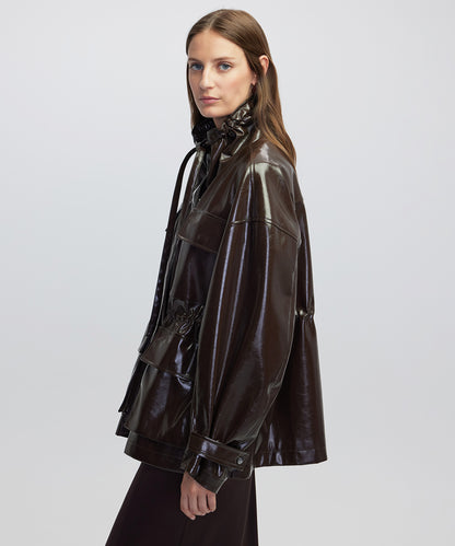 Rugan Görünümlü Yüksek Yaka Mont