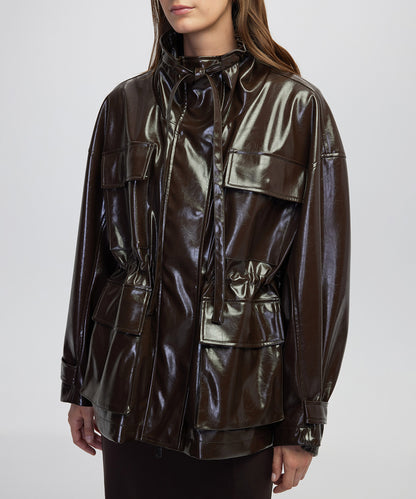 Rugan Görünümlü Yüksek Yaka Mont