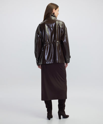 Rugan Görünümlü Yüksek Yaka Mont