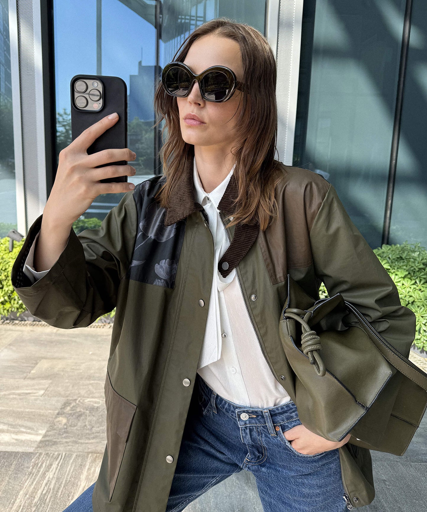 Çiçek Desen Mix Colorblock Mont