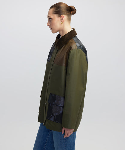 Çiçek Desen Mix Colorblock Mont