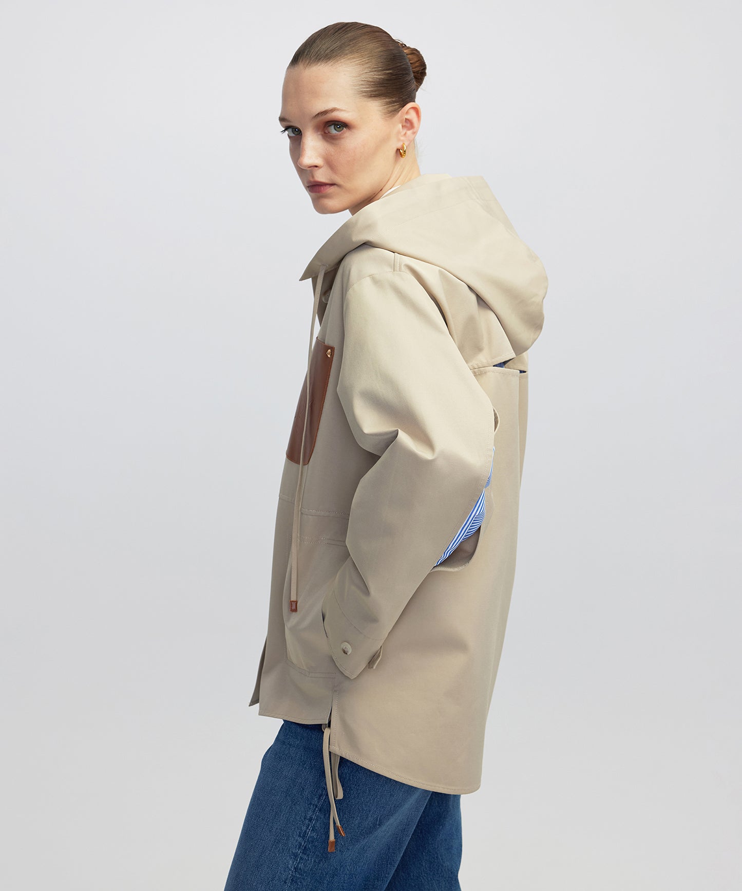 Monogramlı Suni Deri Cepli Mont