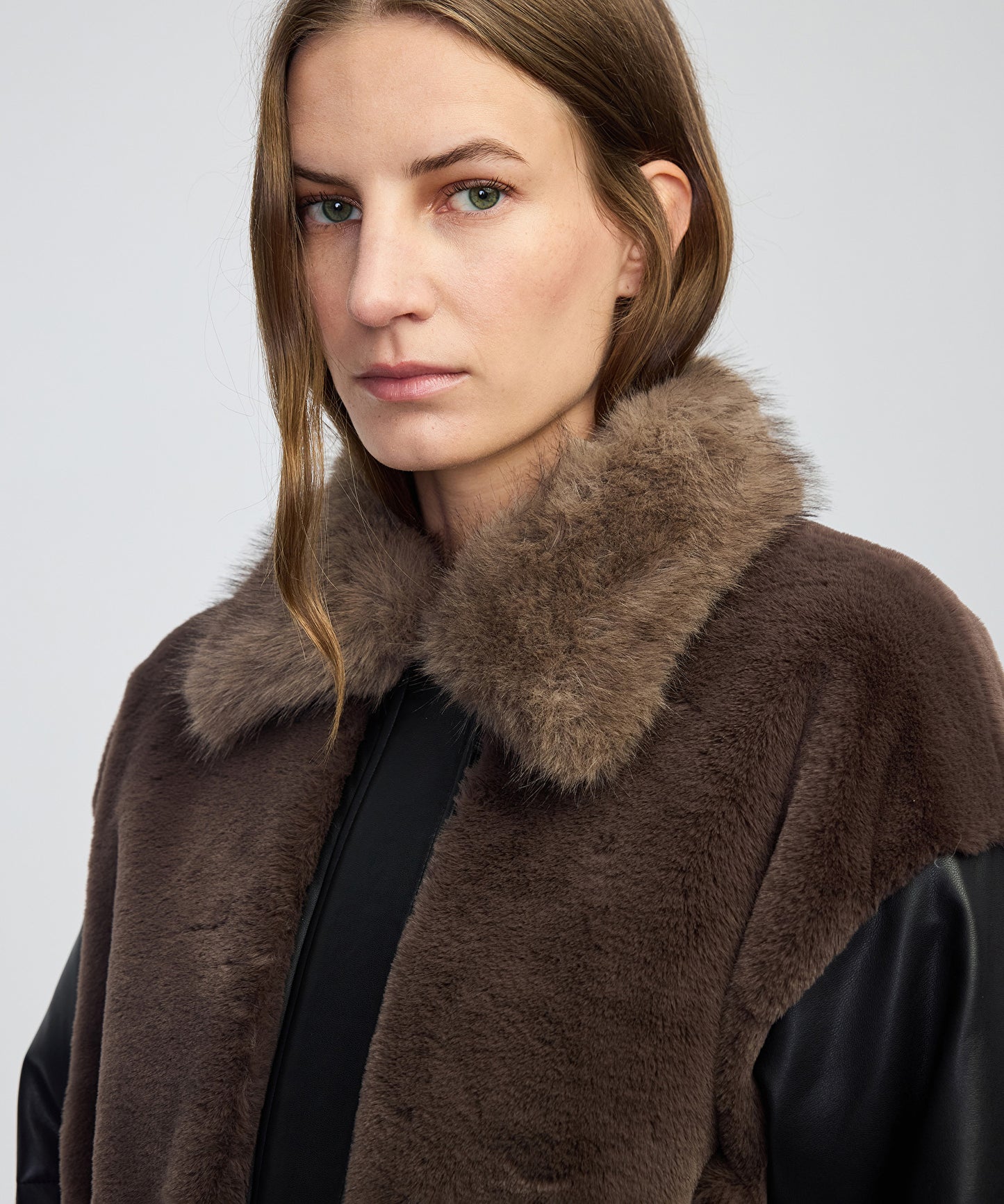 Suni Kürk Mix Ayarlanabilir Bel Şişme Mont