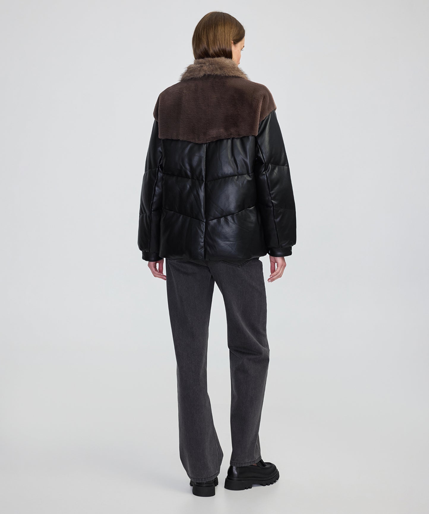 Suni Kürk Mix Ayarlanabilir Bel Şişme Mont