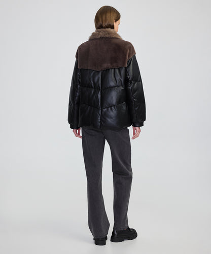 Suni Kürk Mix Ayarlanabilir Bel Şişme Mont