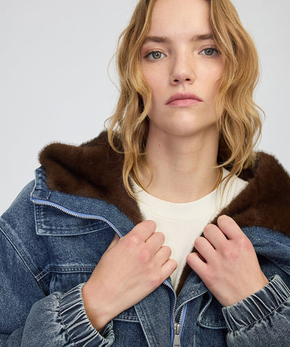 Suni Kürk Mix Denim Mont