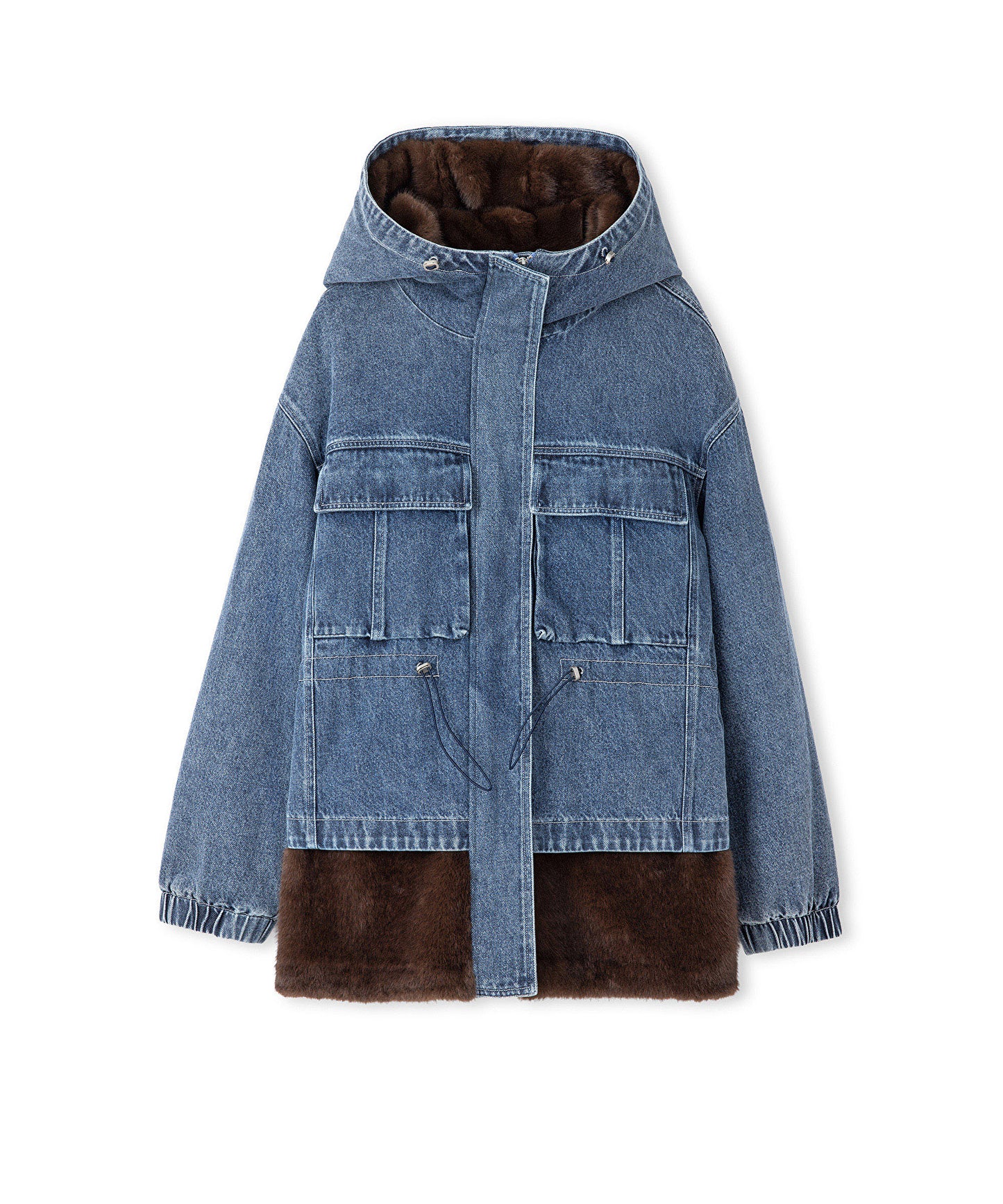 Suni Kürk Mix Denim Mont