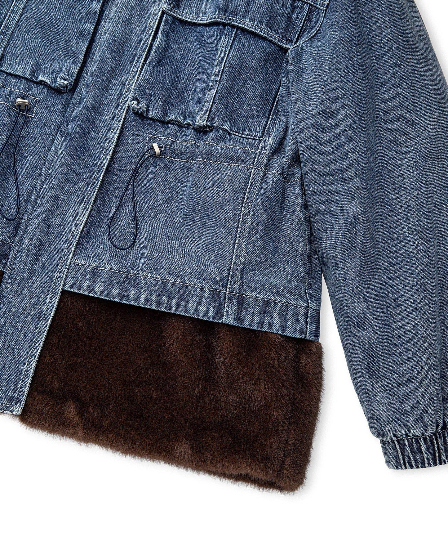 Suni Kürk Mix Denim Mont