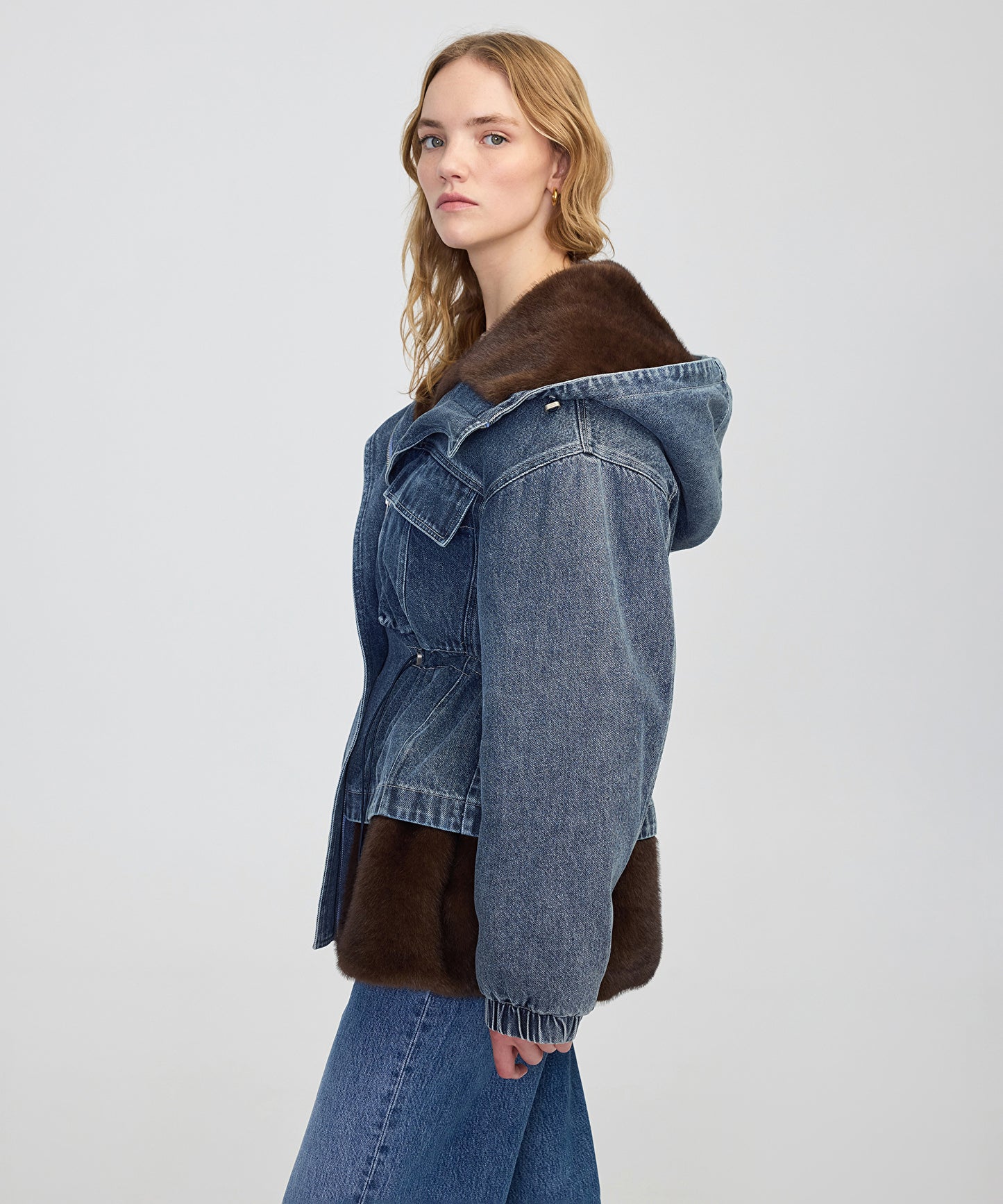 Suni Kürk Mix Denim Mont