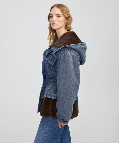 Suni Kürk Mix Denim Mont