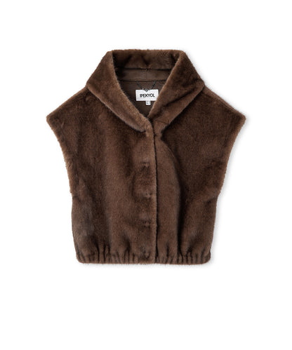 Kapüşonlu Suni Kürk Yelek