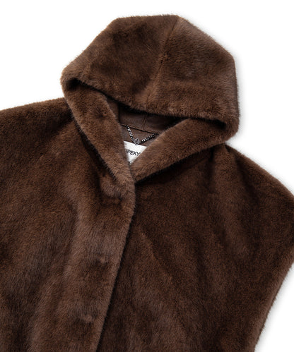 Kapüşonlu Suni Kürk Yelek