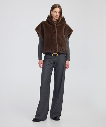 Kapüşonlu Suni Kürk Yelek