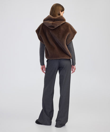 Kapüşonlu Suni Kürk Yelek