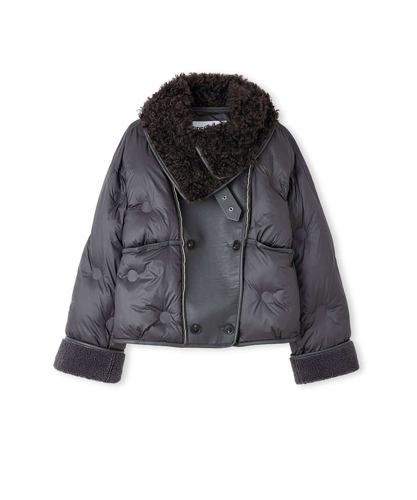 Kontrast Dokulu Teknik Kumaş Mont