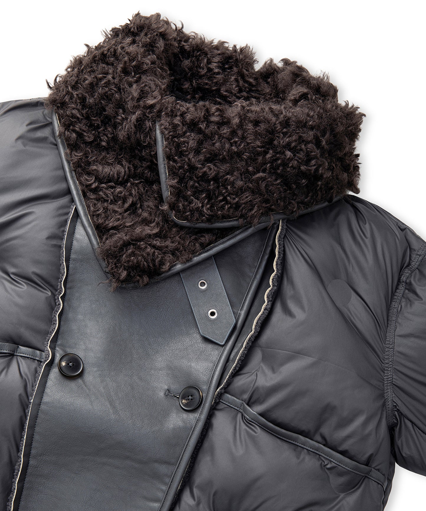 Kontrast Dokulu Teknik Kumaş Mont