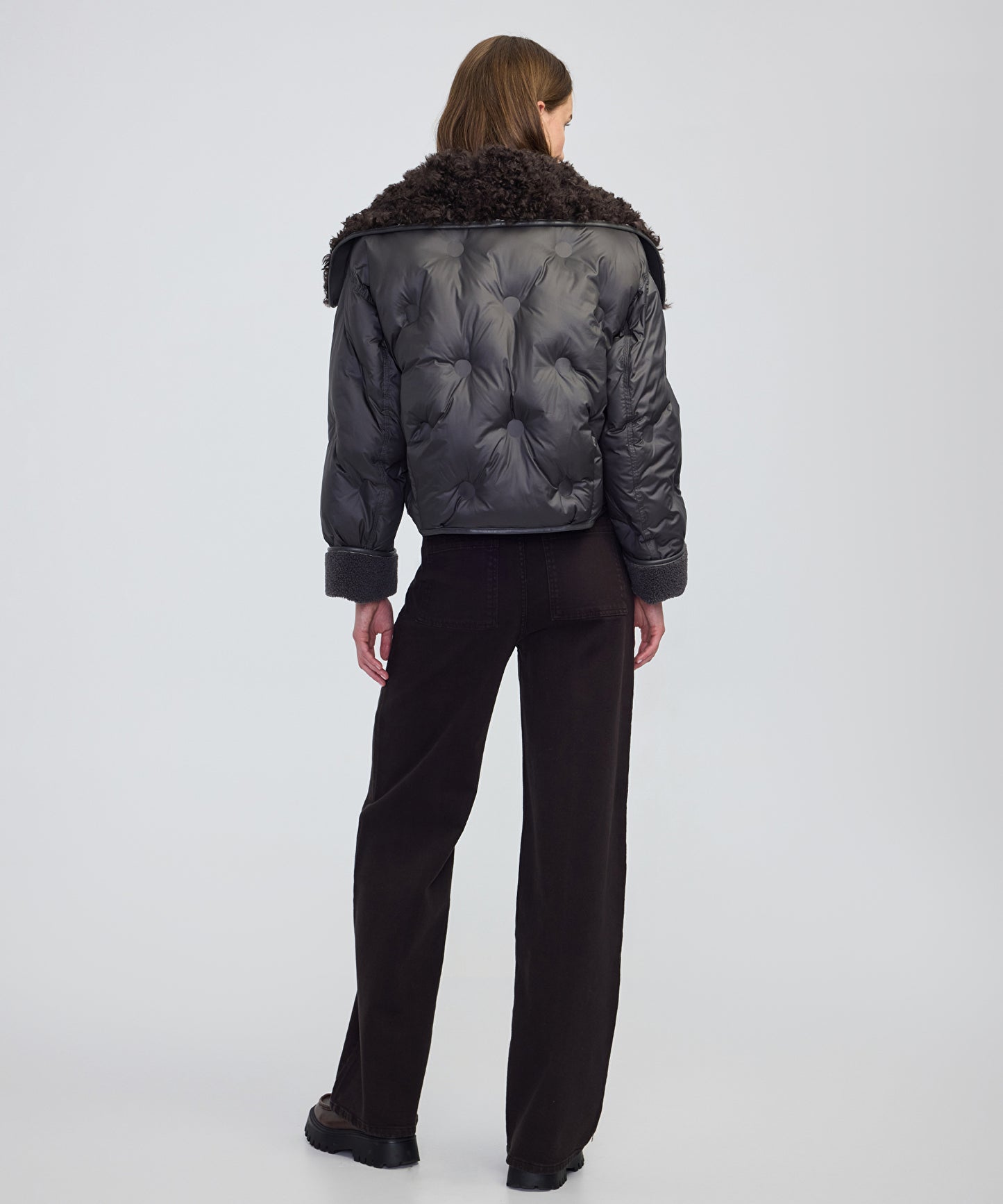 Kontrast Dokulu Teknik Kumaş Mont