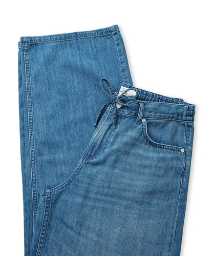 Bağcıklı Wide Leg Fit Jean Pantolon