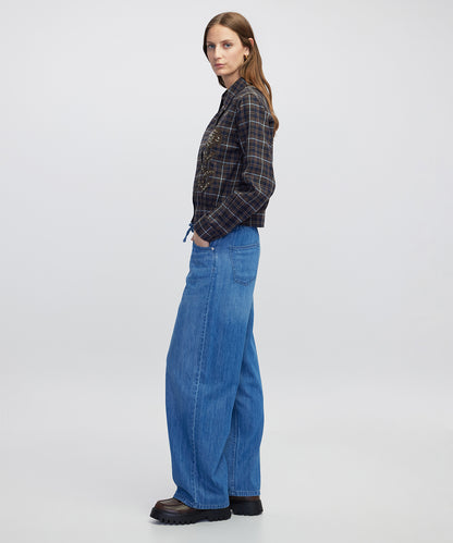 Bağcıklı Wide Leg Fit Jean Pantolon