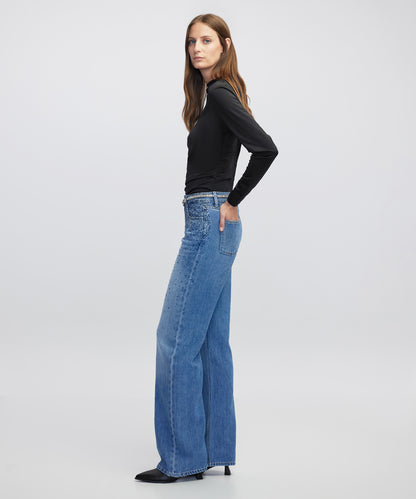 Hotfix Baskılı Wide Leg Fit Jean Pantolon