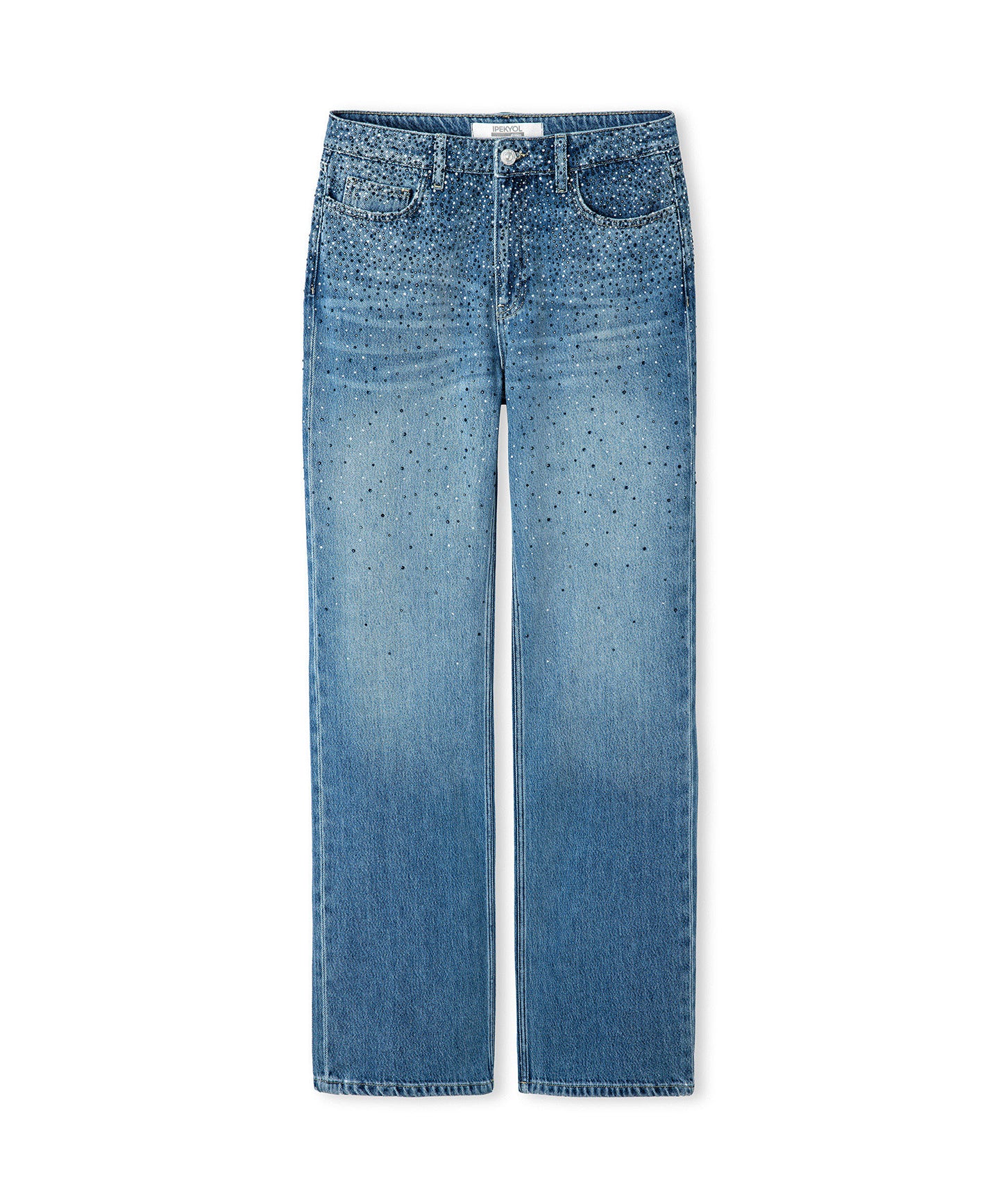 Hotfix Baskılı Wide Leg Fit Jean Pantolon