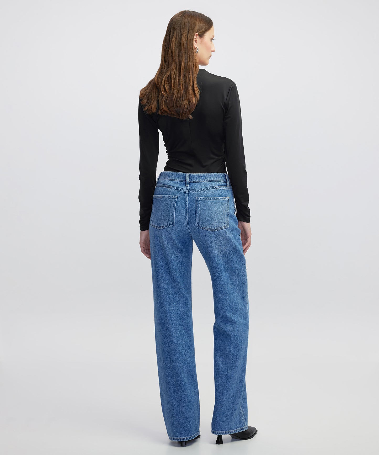 Hotfix Baskılı Wide Leg Fit Jean Pantolon