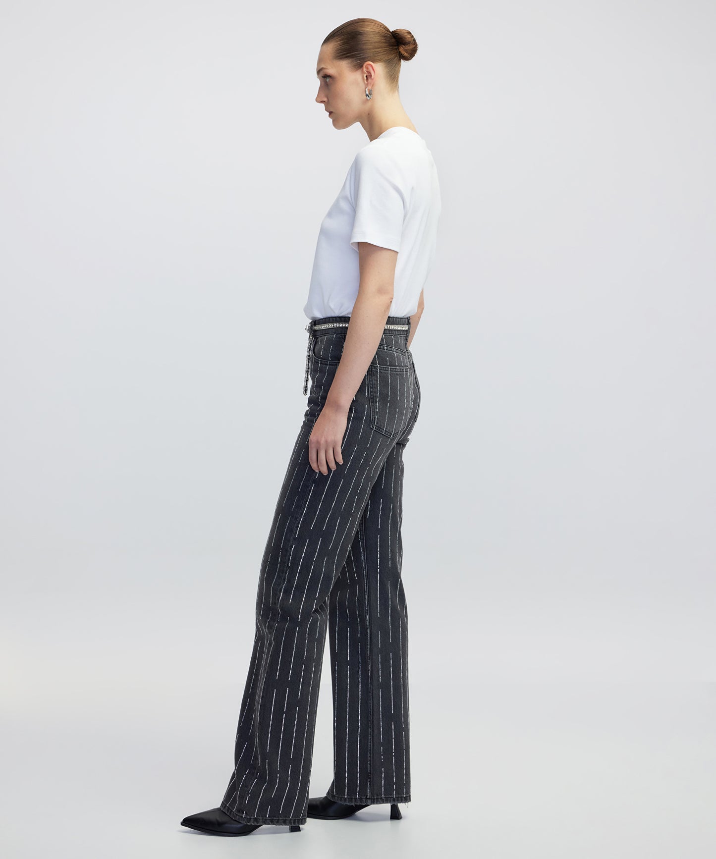 Hotfix Baskılı Wide Leg Fit Jean Pantolon