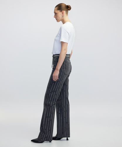 Hotfix Baskılı Wide Leg Fit Jean Pantolon