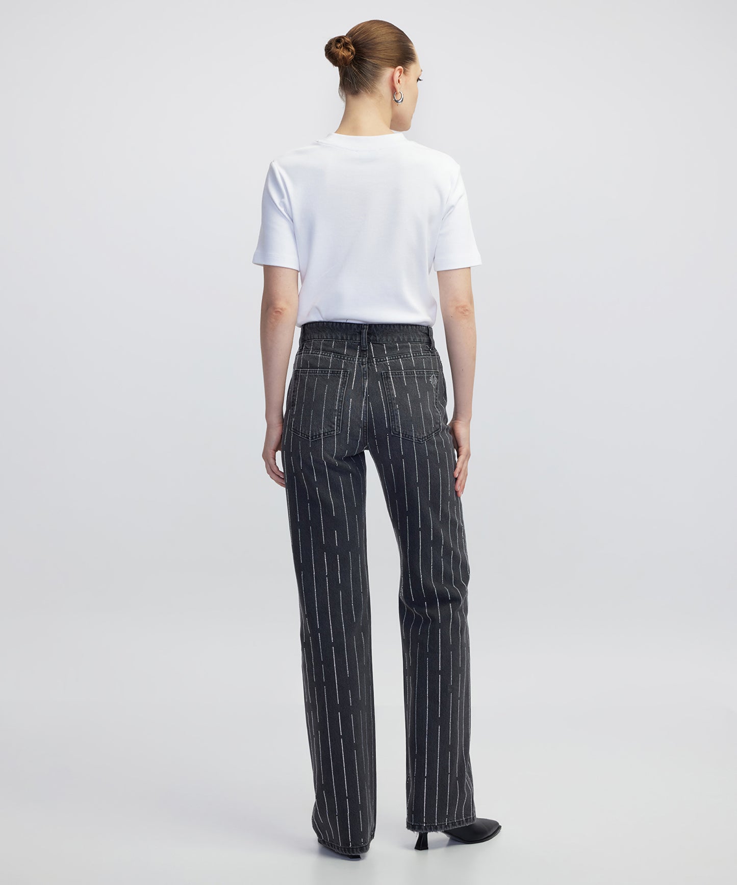 Hotfix Baskılı Wide Leg Fit Jean Pantolon