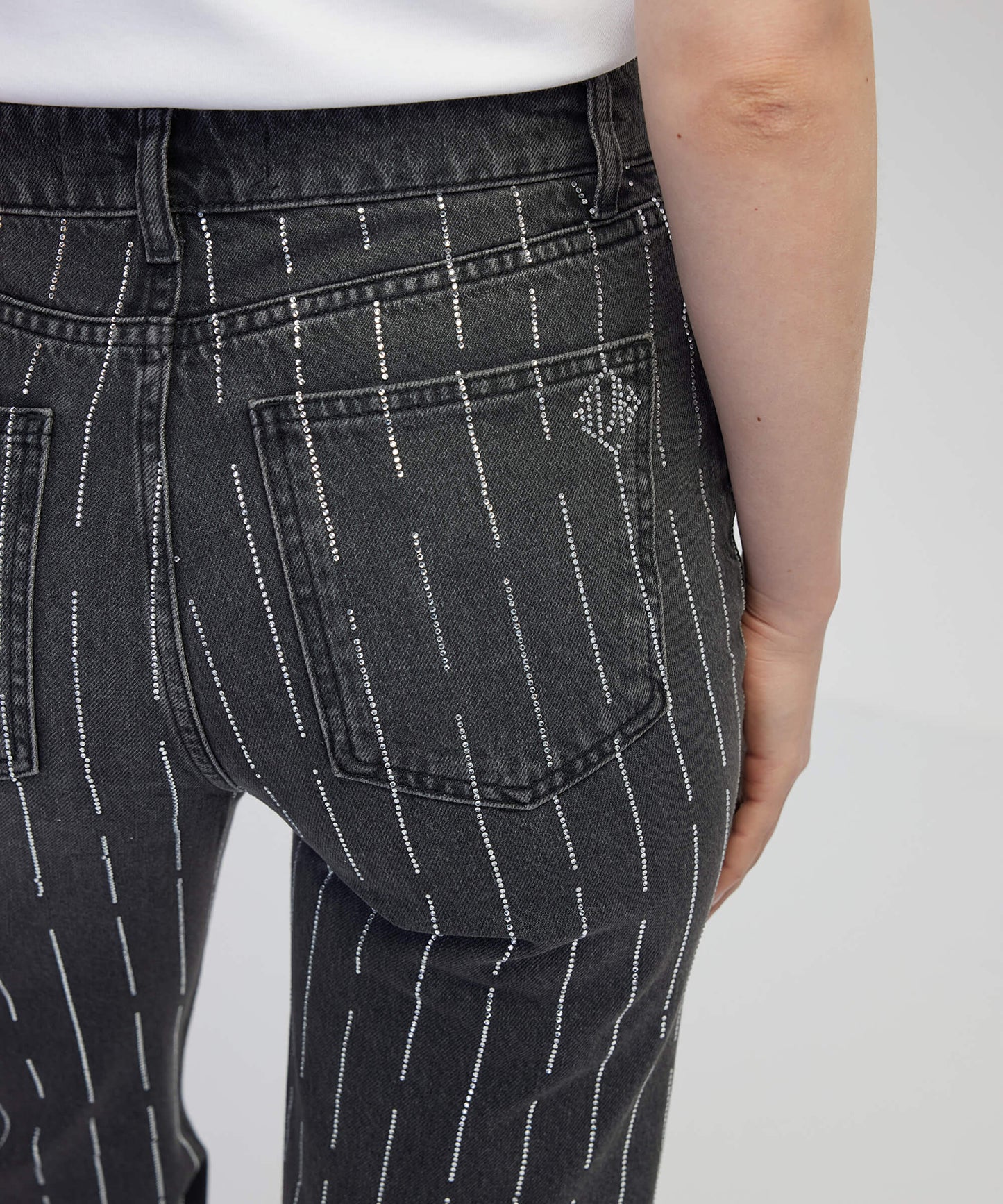 Hotfix Baskılı Wide Leg Fit Jean Pantolon