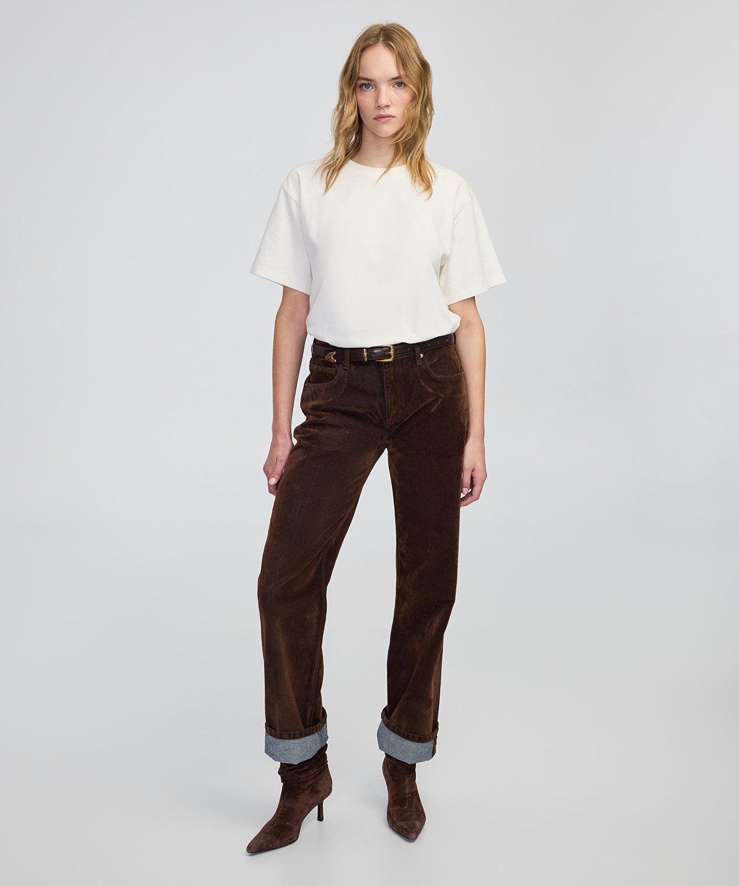 Flok Baskılı Wide Leg Fit Jean Pantolon