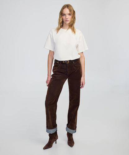 Flok Baskılı Wide Leg Fit Jean Pantolon