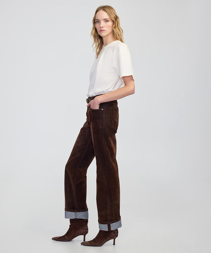 Flok Baskılı Wide Leg Fit Jean Pantolon
