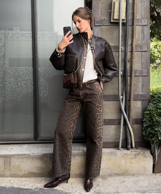 Leopar Desen Palazzo Jean Pantolon