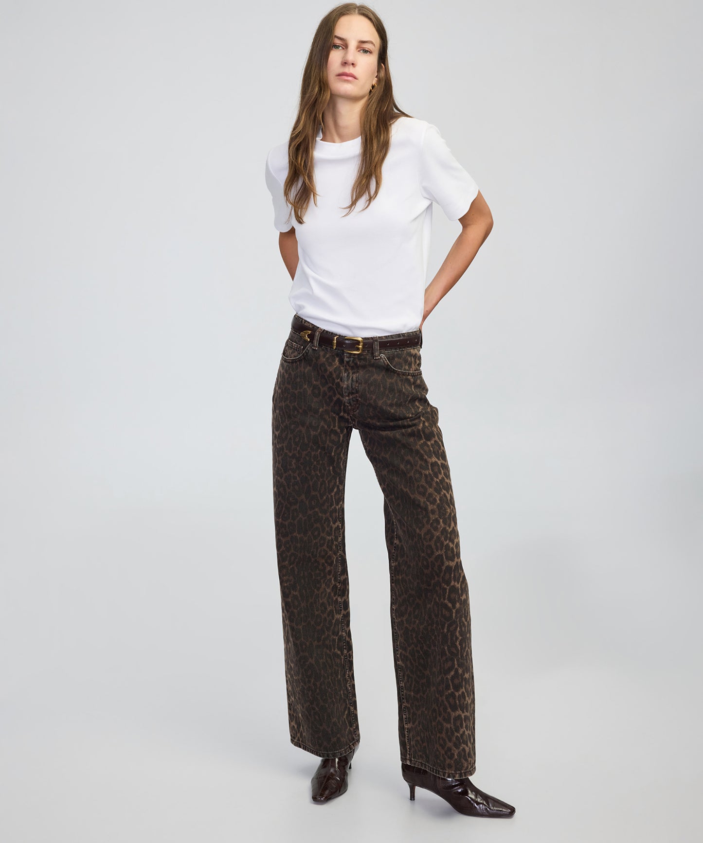 Leopar Desen Palazzo Jean Pantolon