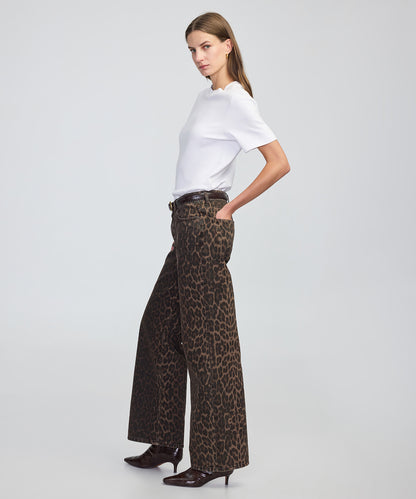 Leopar Desen Palazzo Jean Pantolon