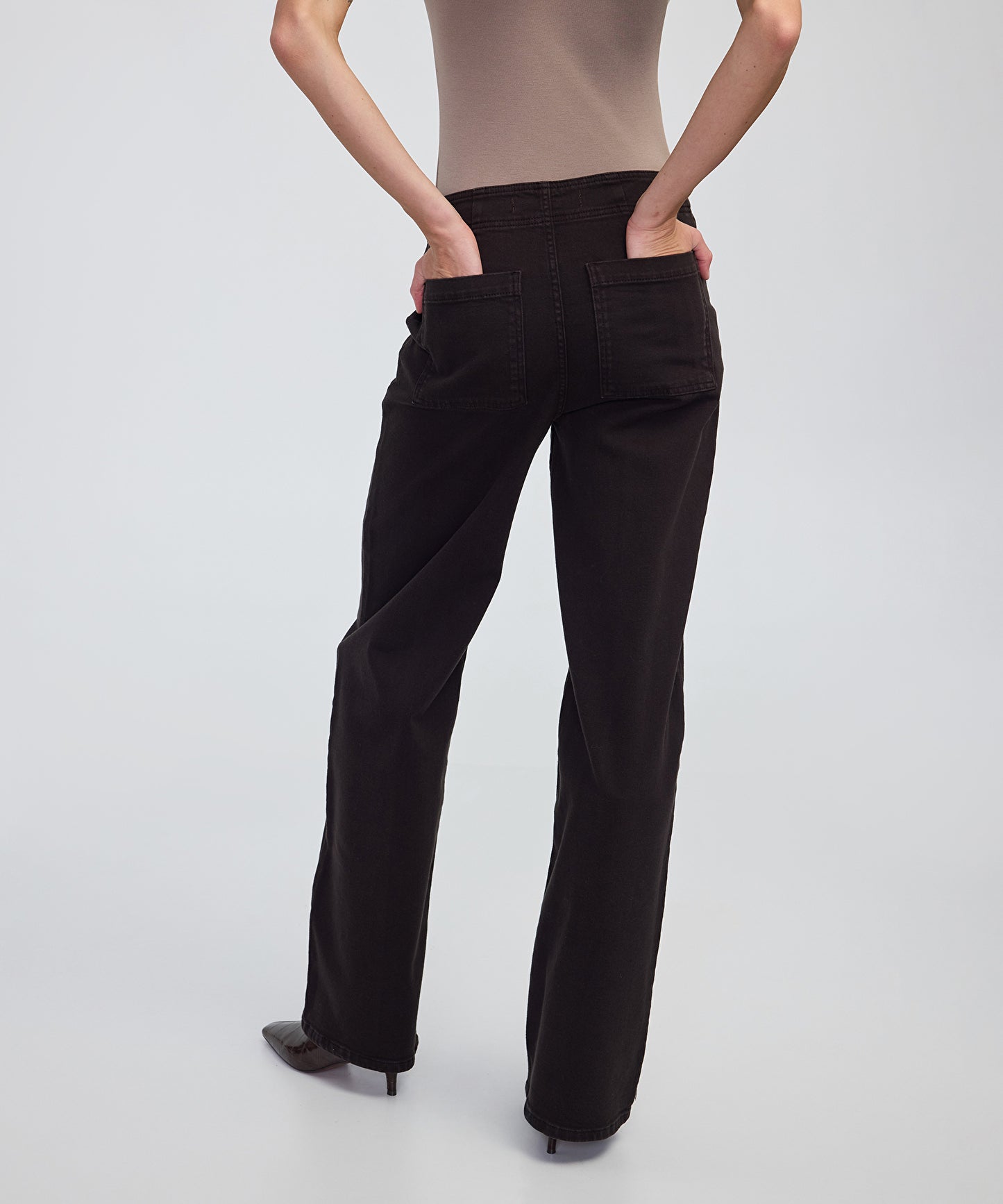 Zincir Aksesuarlı Wide Leg Jean Pantolon