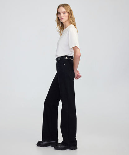 Zincirli Kemerli Wide Leg Jean Pantolon
