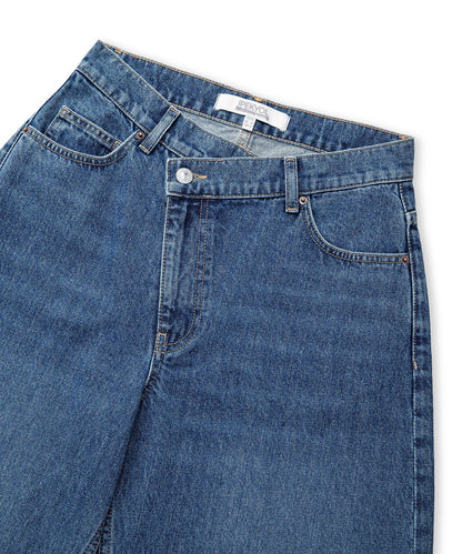 Asimetrik Bel Baggy Jean Pantolon