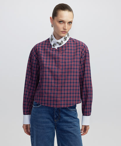 Aplikeli Ekose Desen Gömlek